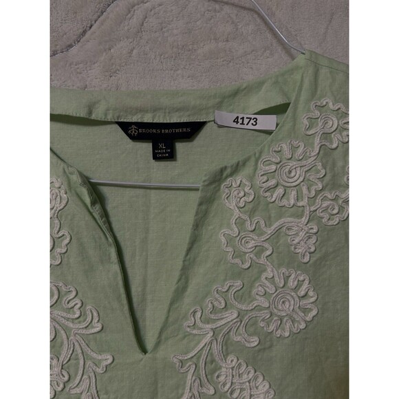 Brooks Brothers Women's Linen Blend Tunic Top Light Green 3/4 Sleeve Size XL - Picture 10 of 10
